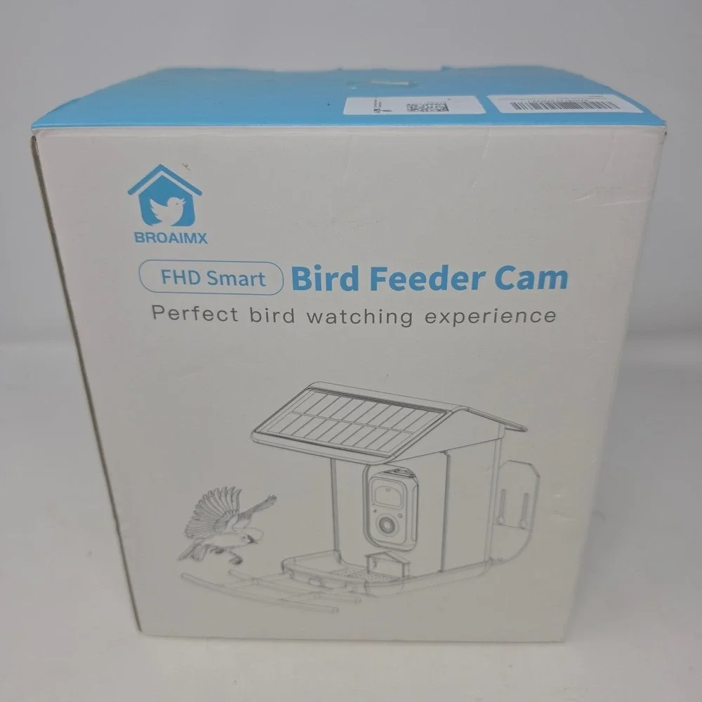 BROAIMX FHD Smart Bird Feeder Cam Solar Powered AI Identification IP65