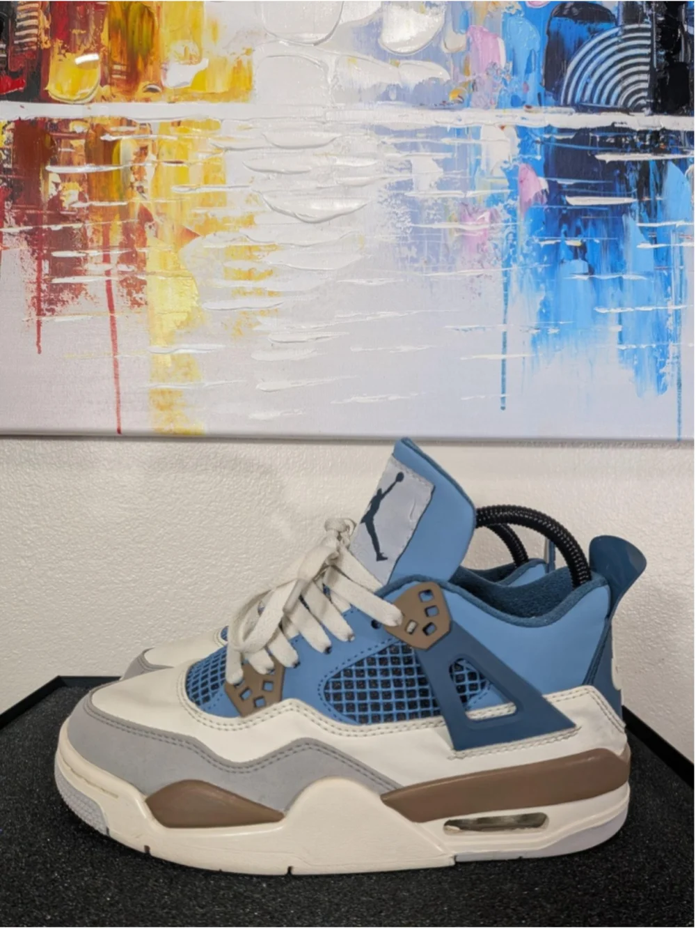 Nike Air Jordan 4 Shoes Womens Size 6.5 Blue Tan Colorblock Sneakers DH6927-111