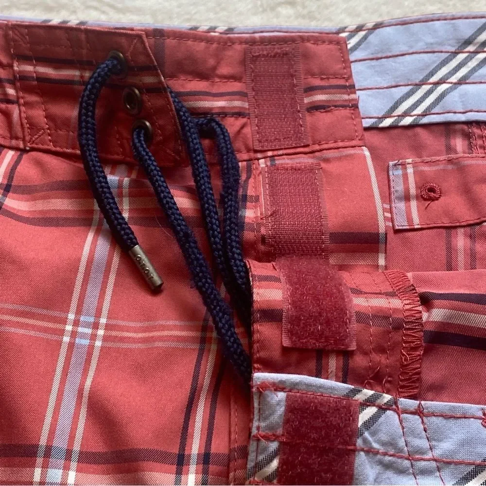Brooks Brothers Coral Plaid Swim Shorts Size 38