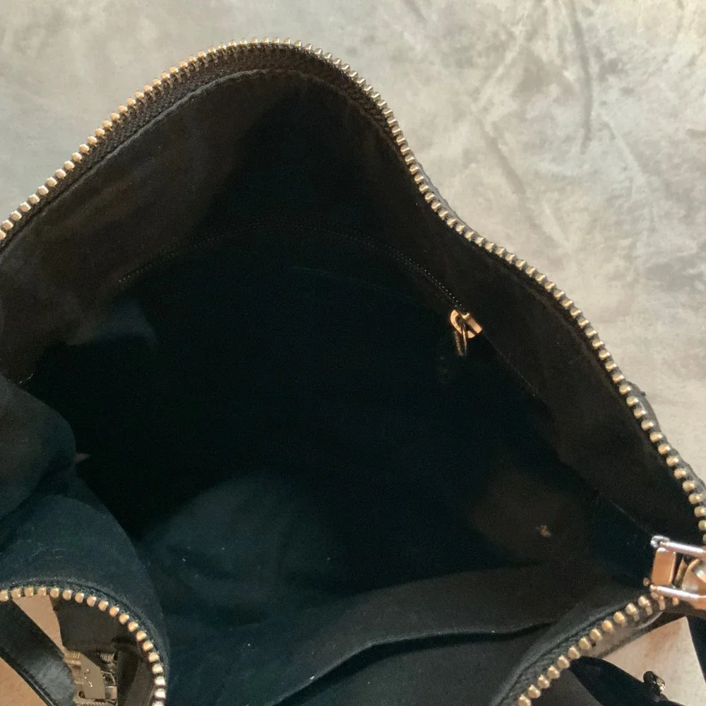 Frye Lena Zip Hobo Black Leather Crossbody Shoulder Bag Handbag 12x13.5in