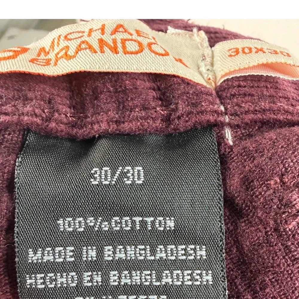 New MB Michael Brandon Corduroy Slim Fit‎ Pants size 30X30 Purple