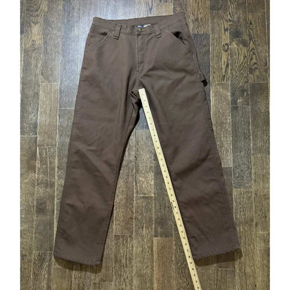 Rugged Wear Carpenter Pants Mens Size 32x30 Flannel Lined Brown Straight Leg