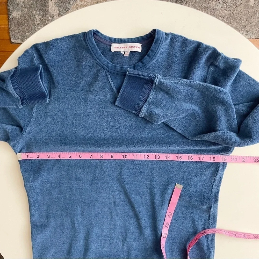 Orlebar Brown Pierce Terry Cloth Crewneck Sweater Blue Men’s Medium Slim