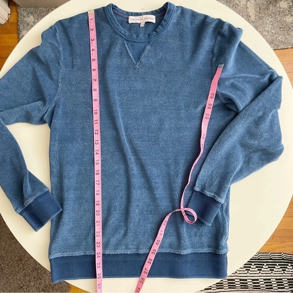Orlebar Brown Pierce Terry Cloth Crewneck Sweater Blue Men’s Medium Slim