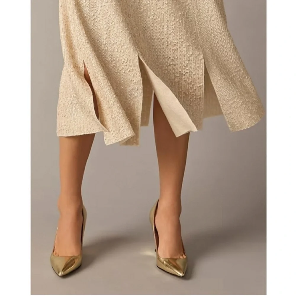 J.Crew Collection sequin sweater slip skirt ivory beige size medium NWT