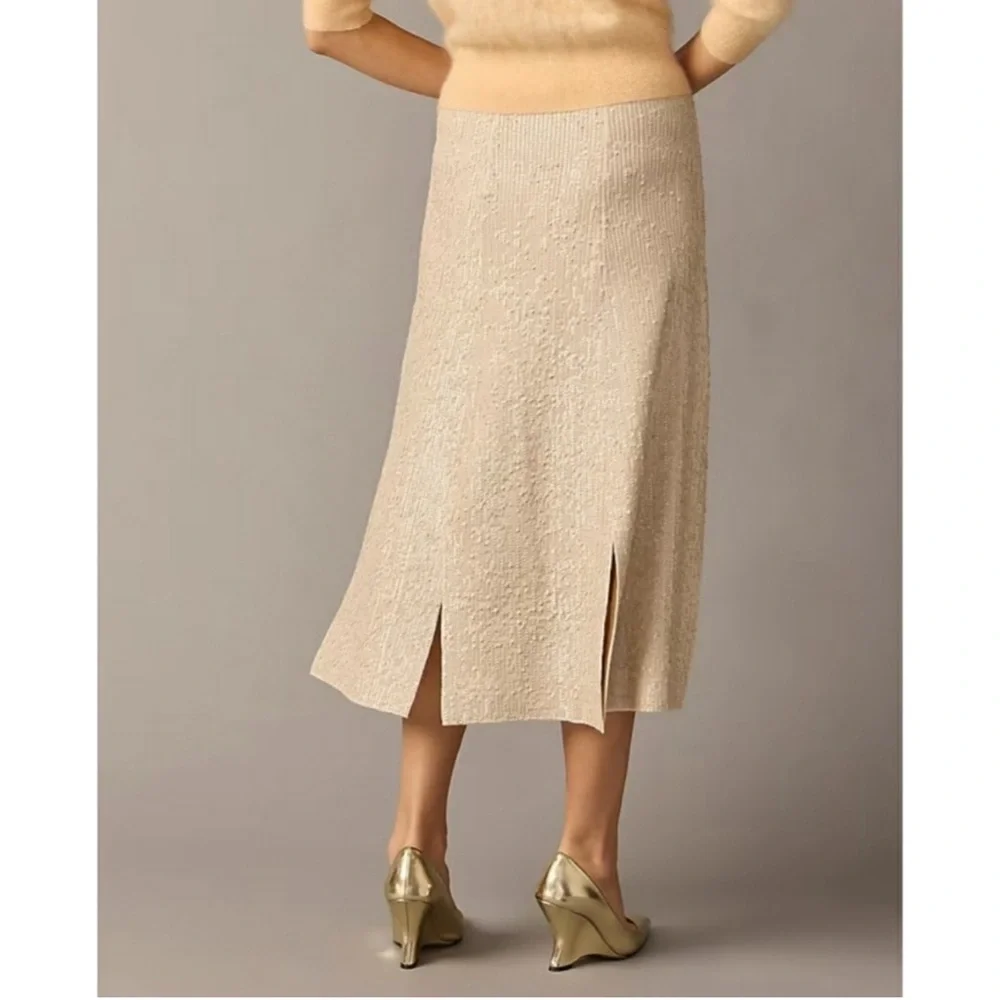 J.Crew Collection sequin sweater slip skirt ivory beige size medium NWT