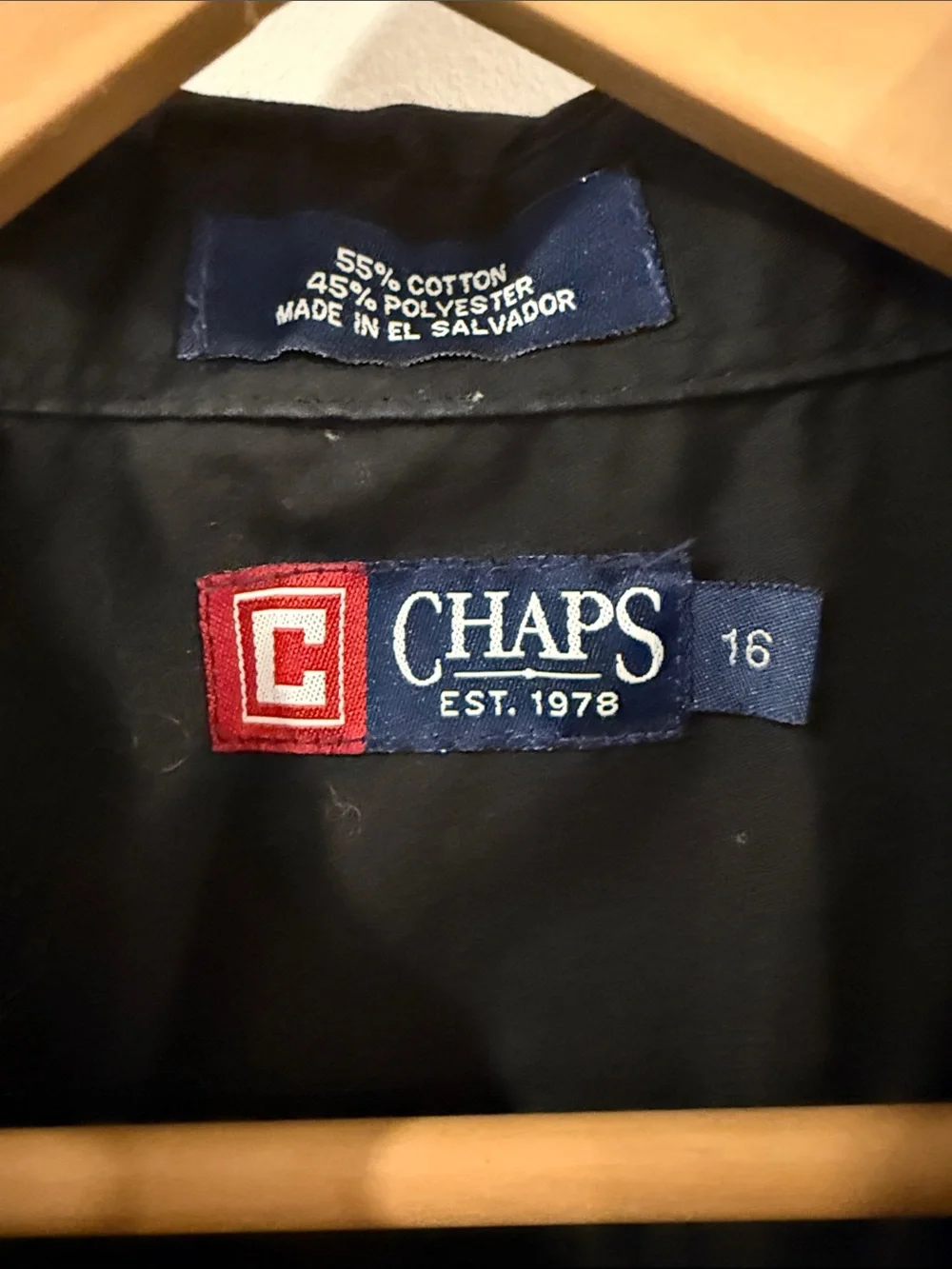 Chaps Boys size 16 Black Long-Sleeve Button-Down Shirt