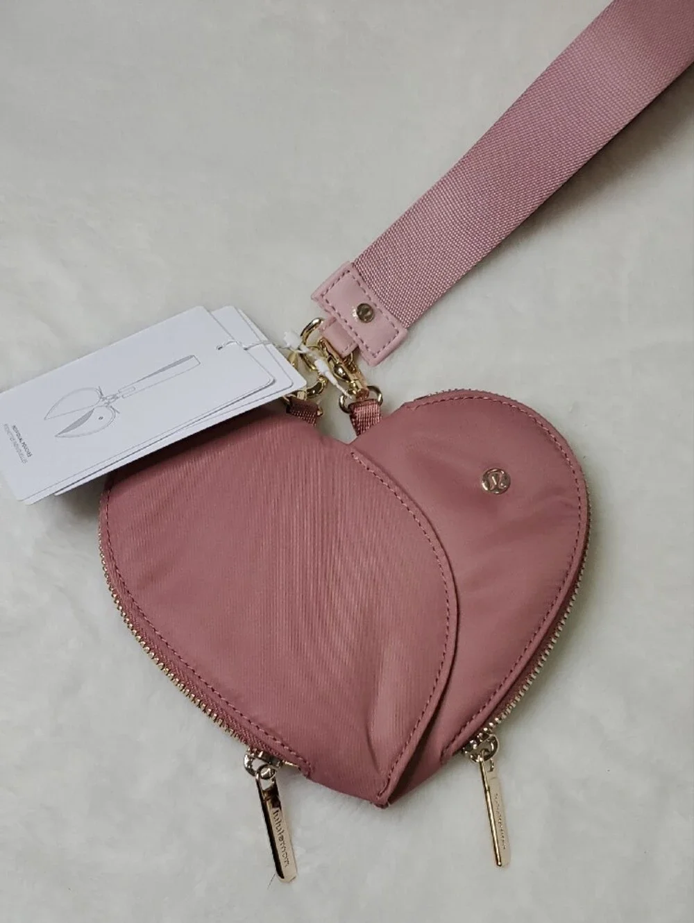 lululemon athletica Dusty Rose Heart Wristlet