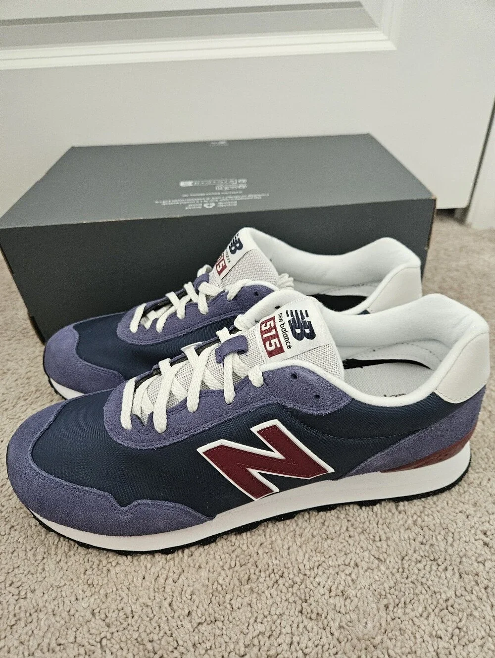 New In Box Men's New Balance 515 Sustainable Sneakers Navy/Burg Sz US 13