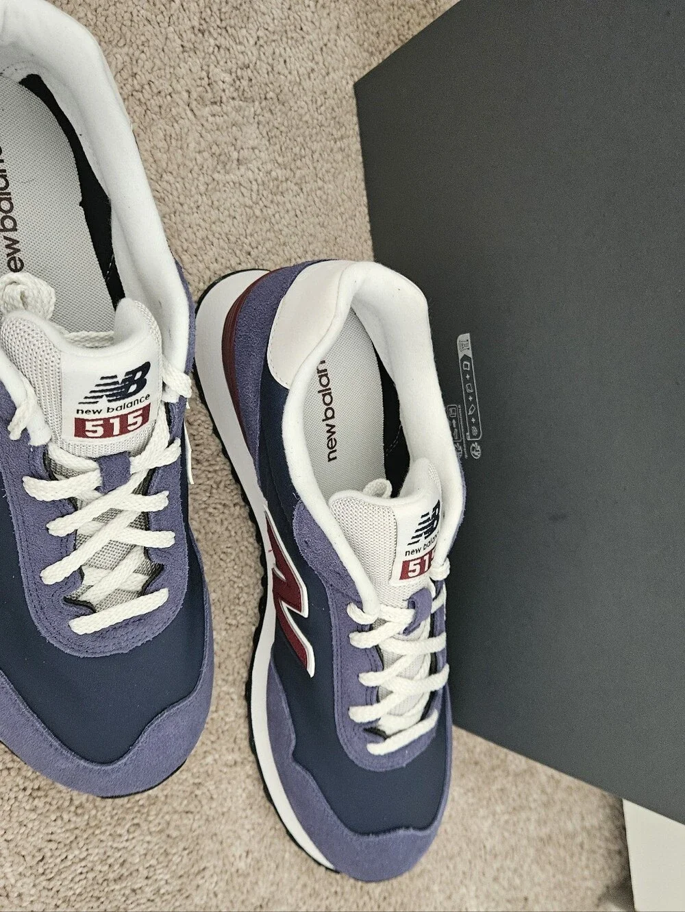 New In Box Men's New Balance 515 Sustainable Sneakers Navy/Burg Sz US 13