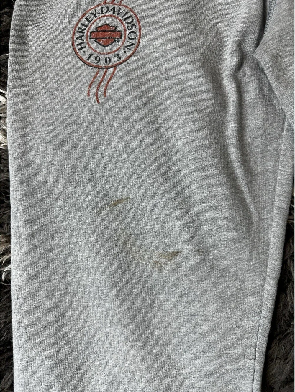Vintage Harley Davidson Sweatpants Mens Medium Grey Fleece Joggers Lounge Pants