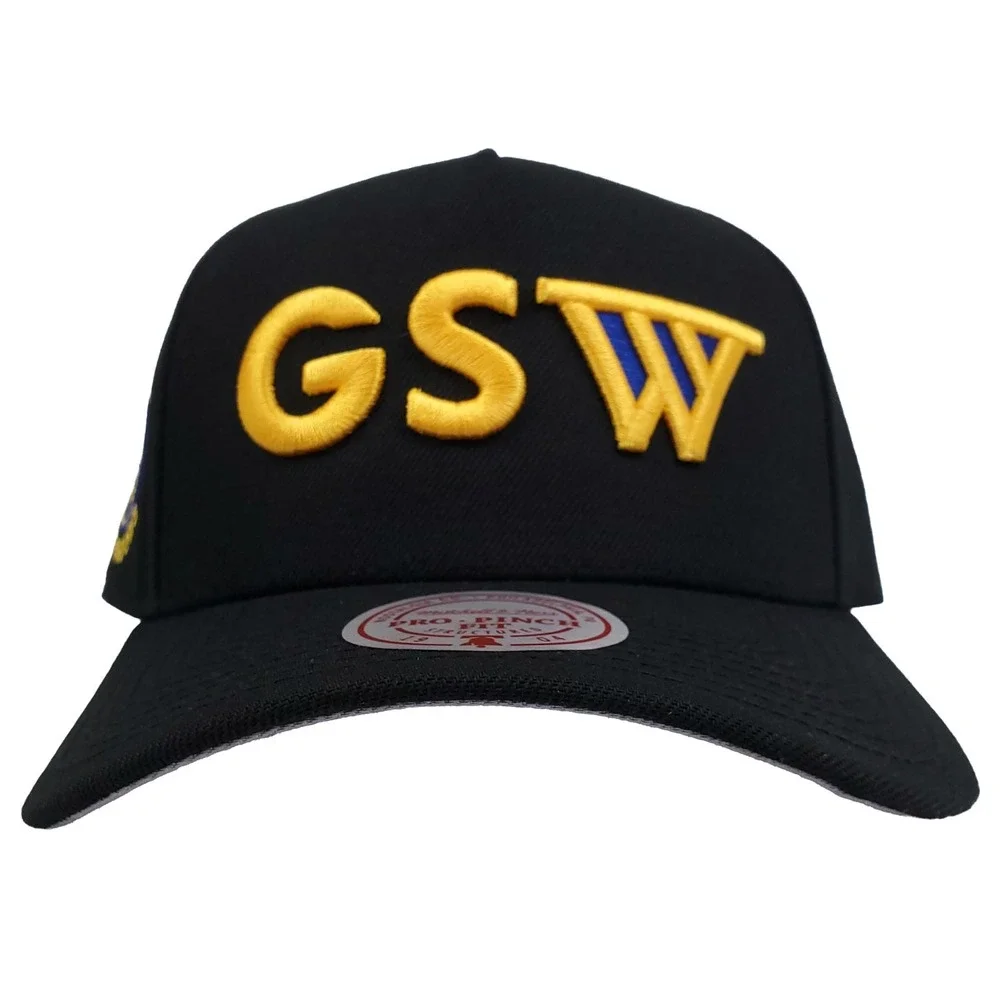 Golden State Warriors Mitchell & Ness NBA Pro Fit Snapback Hat Cap 3D Logo NWT‎