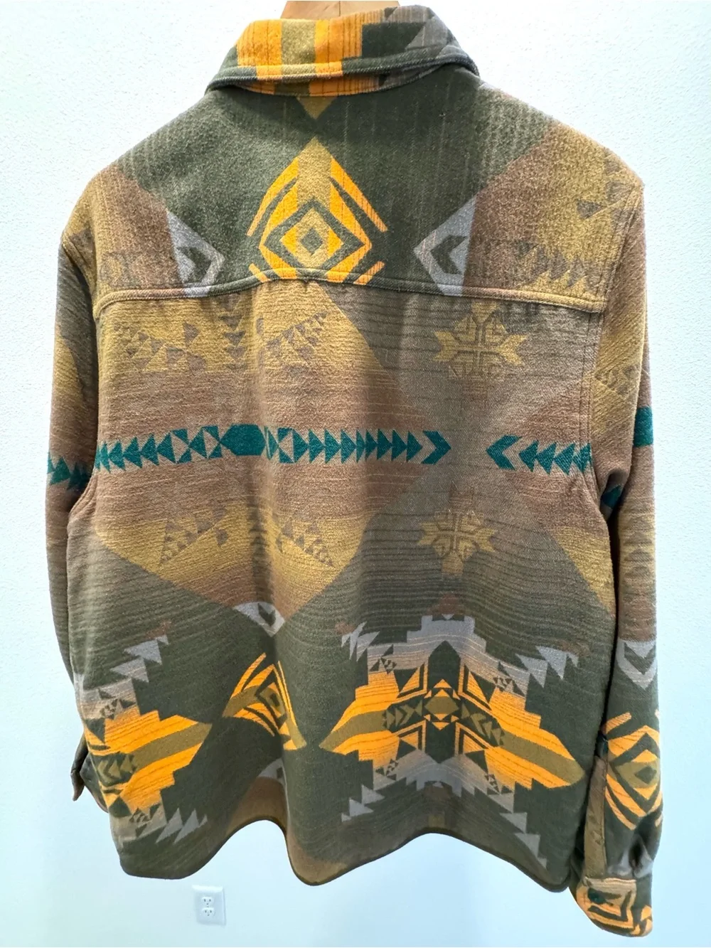 Woolrich Olive & Mustard Patterned Zip Shirt Jacket