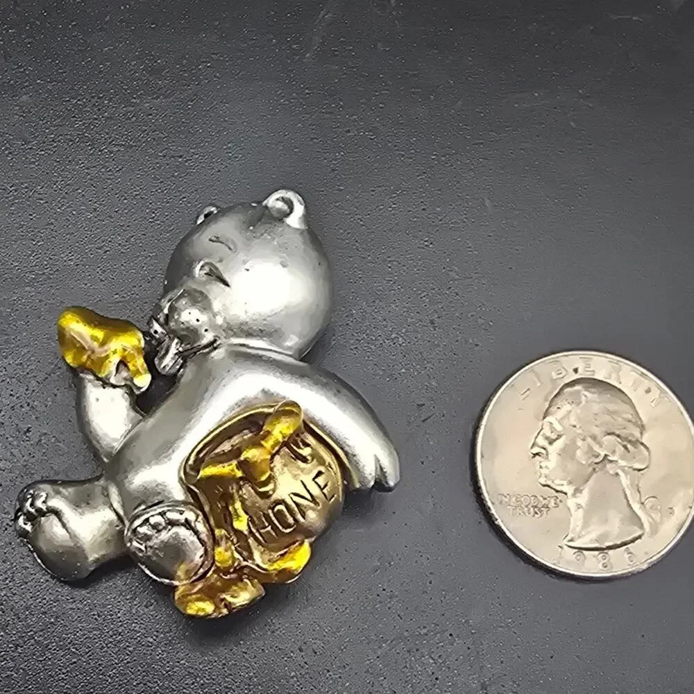 Danecraft Silver Tone Honey Bear Brooch Honey Lover Bee Keeper Jewelry