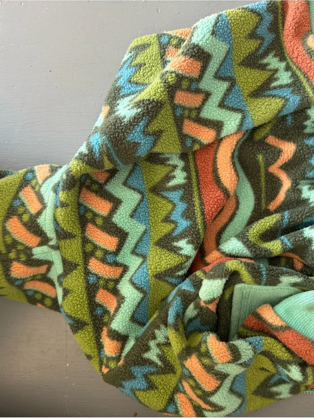 Patagonia Kids Fleece Jacket in Teal & Coral - Cozy Patterned Zip Hoodie