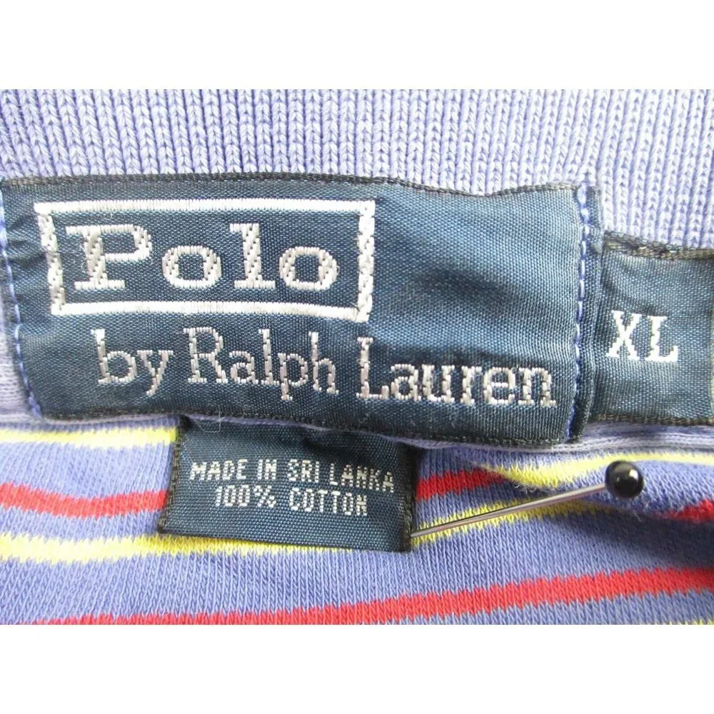 Ralph Lauren Polo Shirt Mens XL Purple Striped Short Sleeve Pony Logo *READ*‎