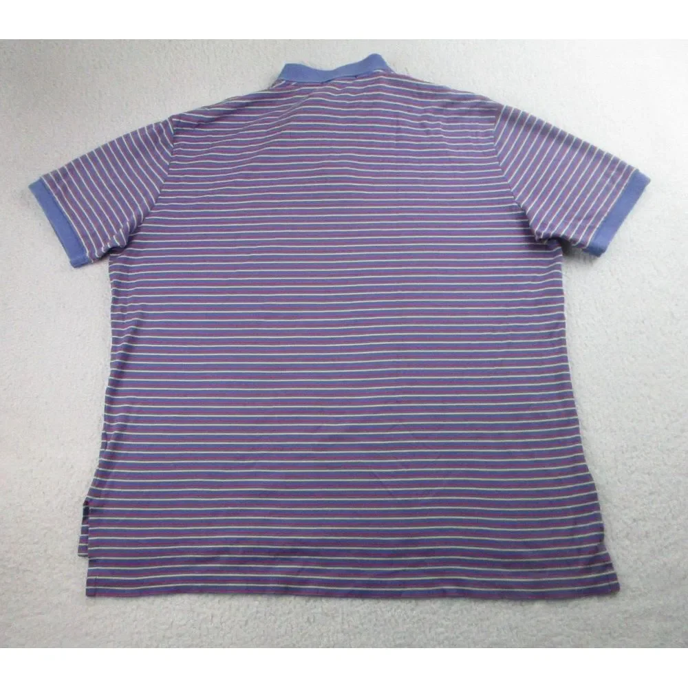 Ralph Lauren Polo Shirt Mens XL Purple Striped Short Sleeve Pony Logo *READ*‎
