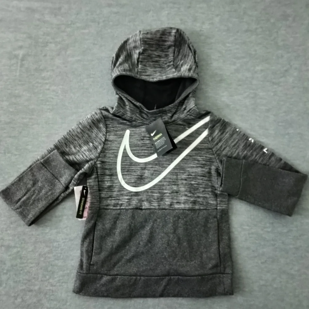 Nike Girls Therma Dri-FIT Training Hoodie Gray Space Dye Pullover Size M NEW