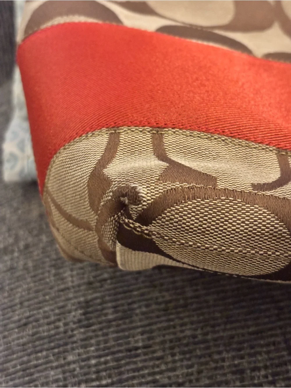 Coach Signature Stripe Tote 10124 Classic Brown Tan Orange