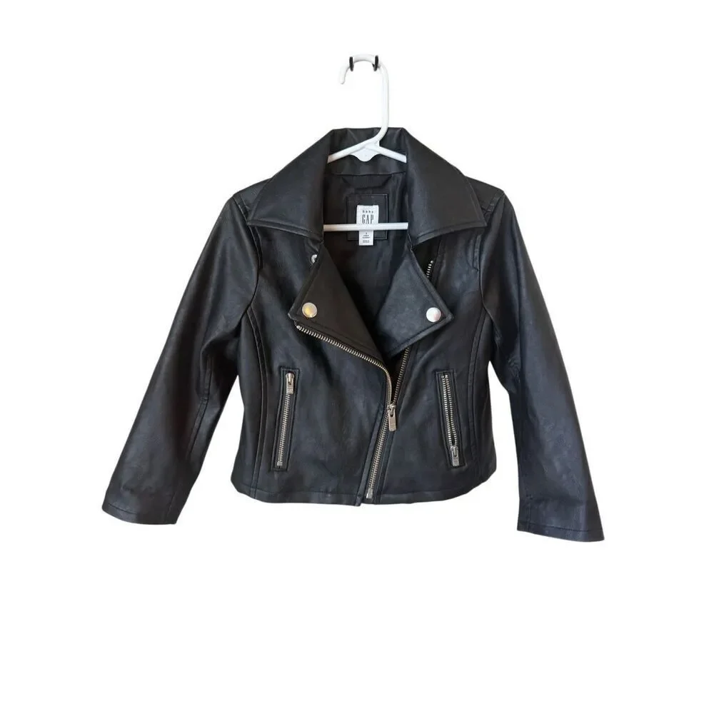Baby GAP Toddler Faux Leather Moto Jacket Size 3T