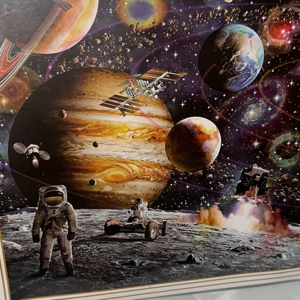 Space Theme‎ 1000-Piece Jigsaw Puzzle Astronaut Planets Damaged Box