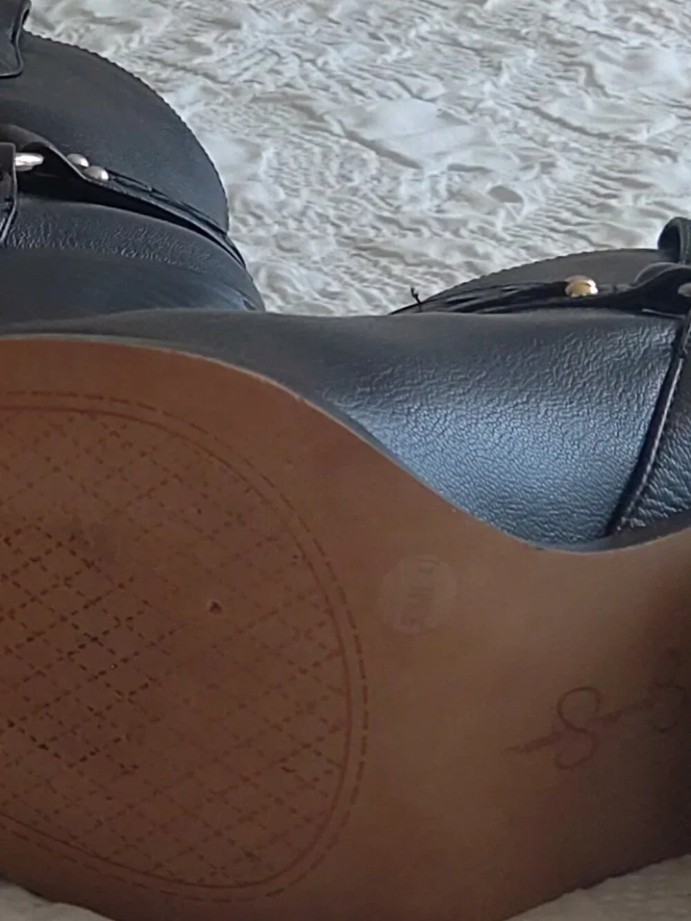 Jessica Simpson  Black ankle boots cowboy theme size 9.5  like new $35