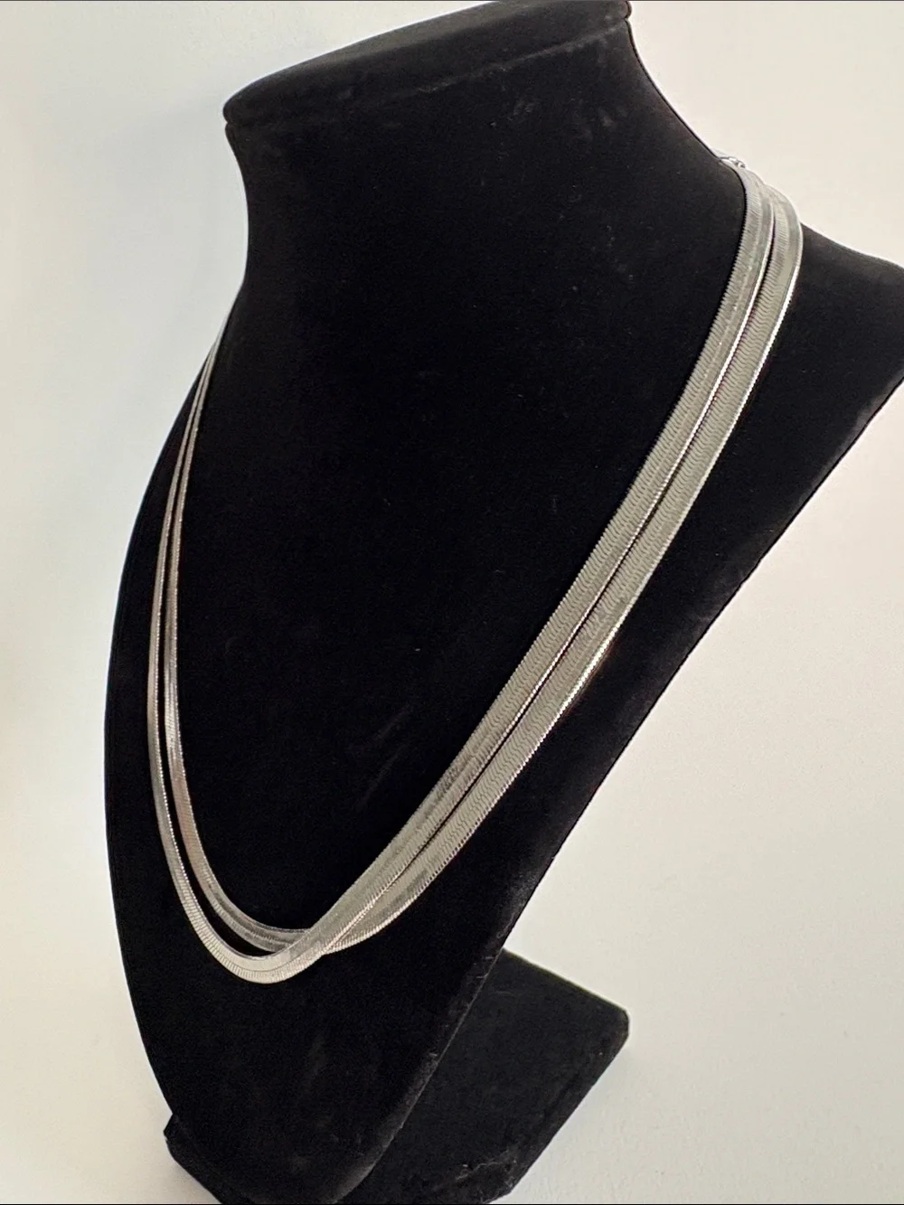 Double Strand Silver Snake Chain Necklace