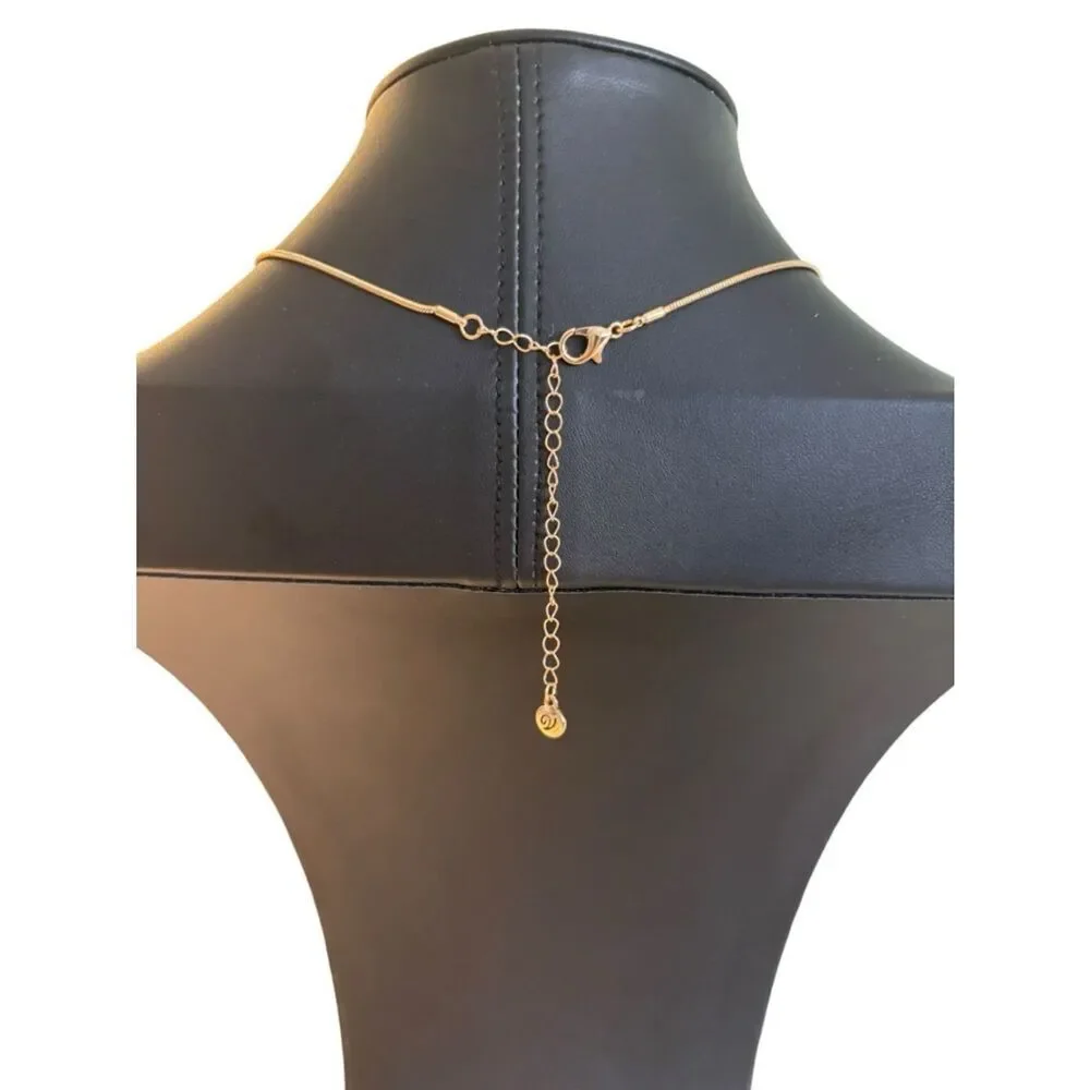 Gold Tone Pendant Necklace w/ Faux Turquoise Cabochon