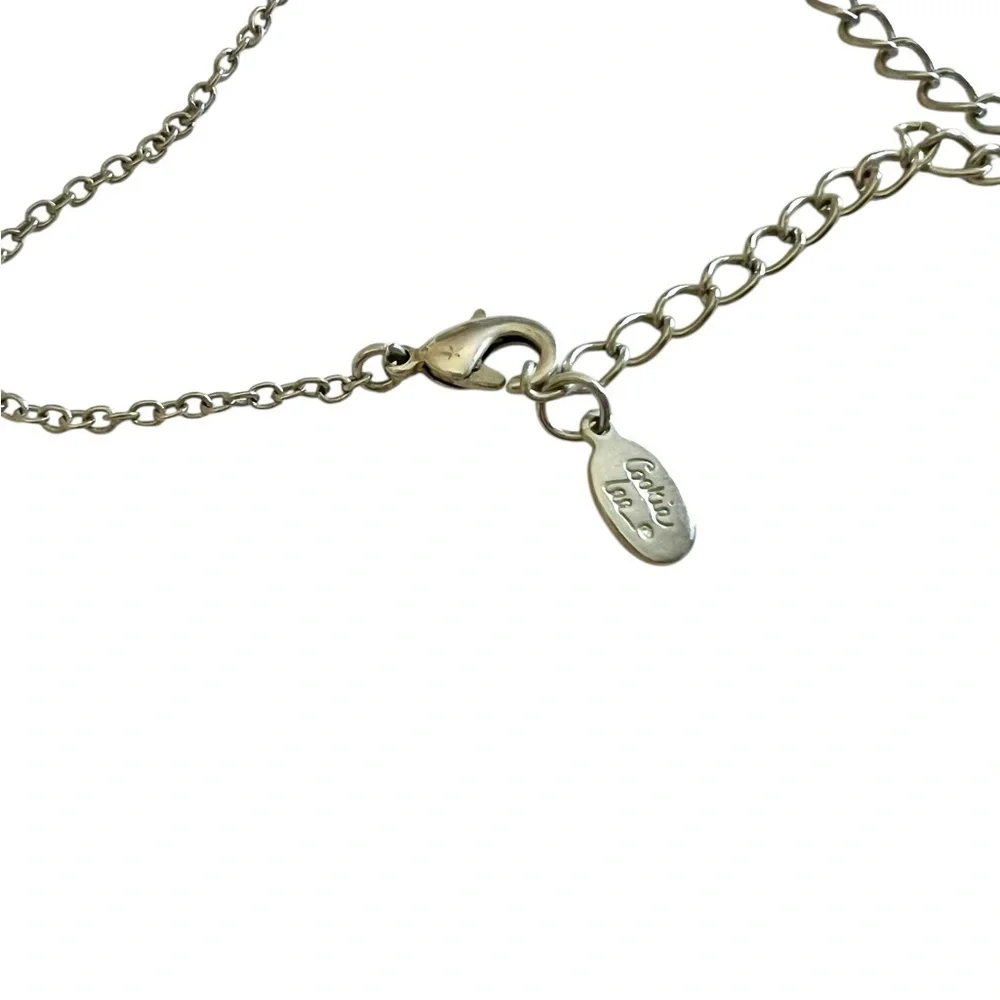Cookie Lee Silver Green Blue Faceted Pendant Necklace Dainty Feminine Minimalist