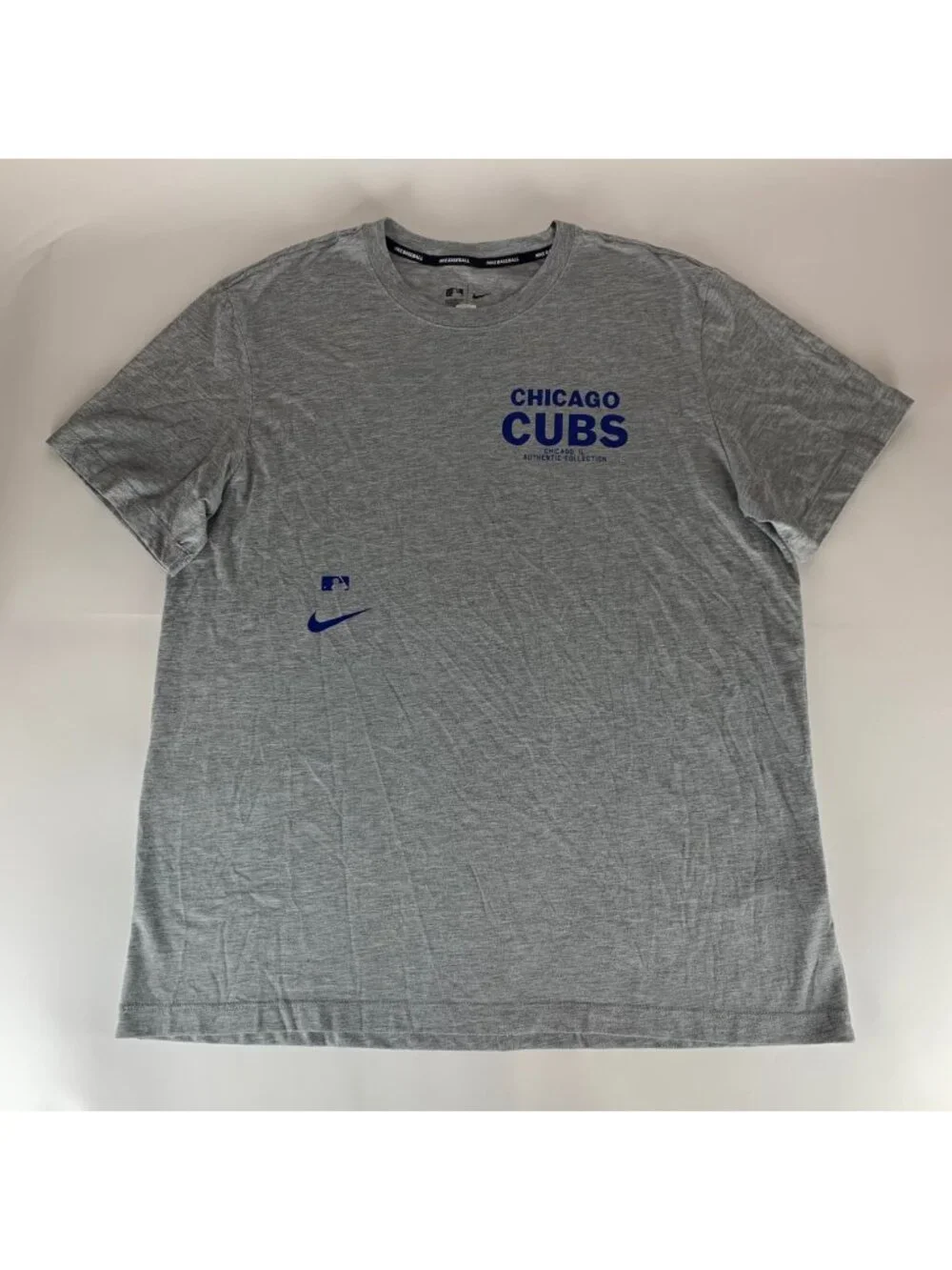 Chicago Cubs MLB Gray Nike Baseball Dri Fit Short Sleeve Crewneck Shirt Mens XL