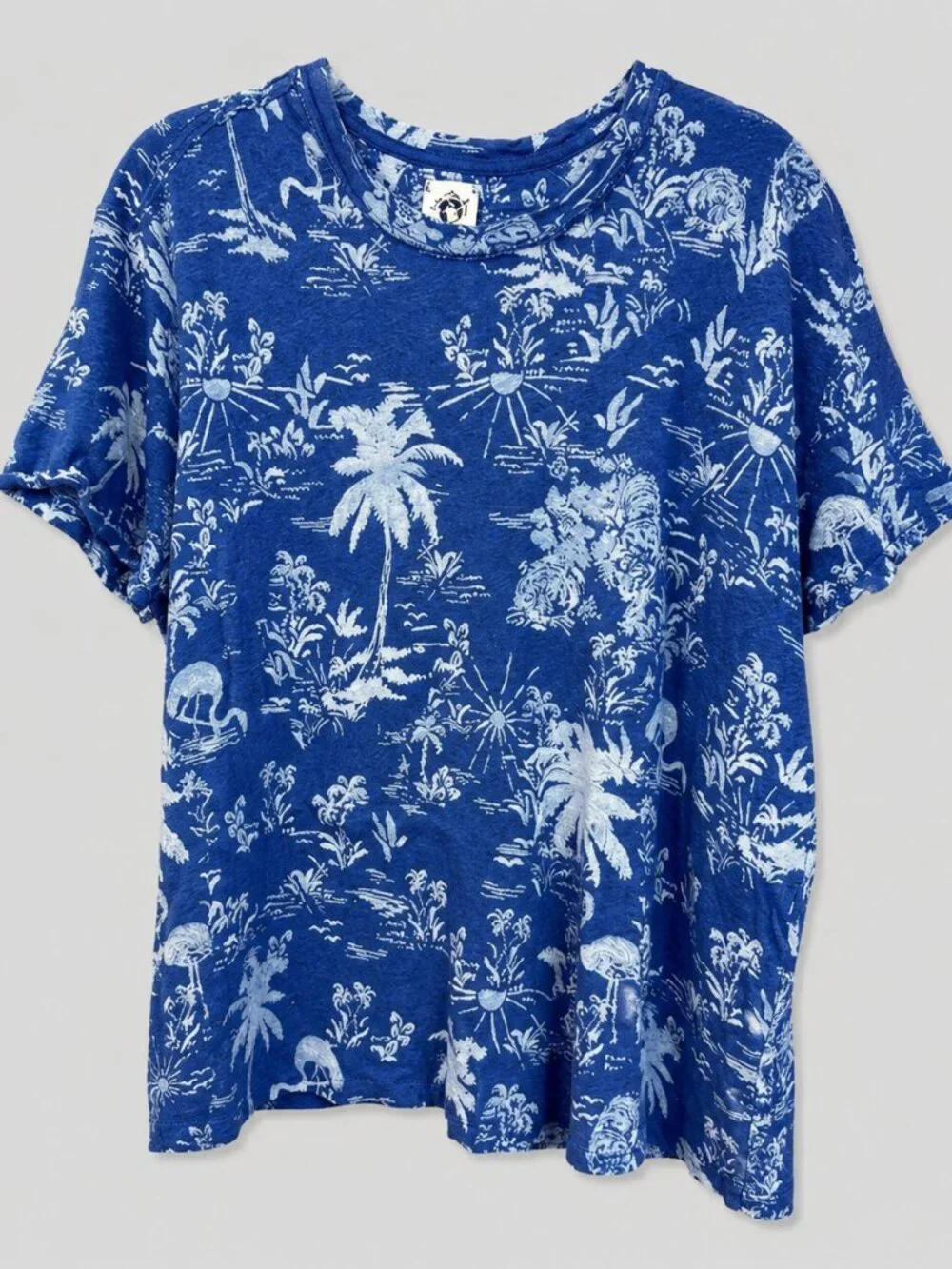 Free People Blue Tropical Toile Print Tee – Size Small