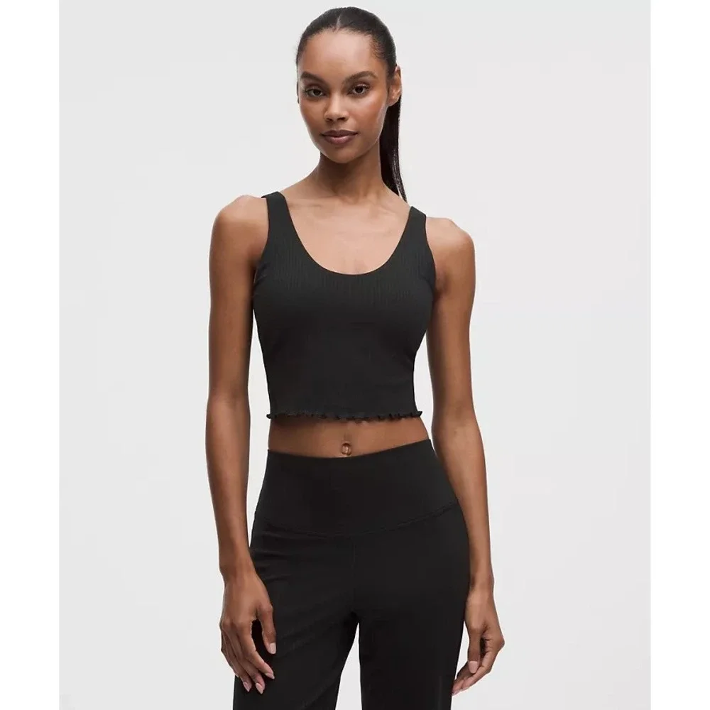 945-Lululemon Align Lettuce-Hem Tank Top-Black