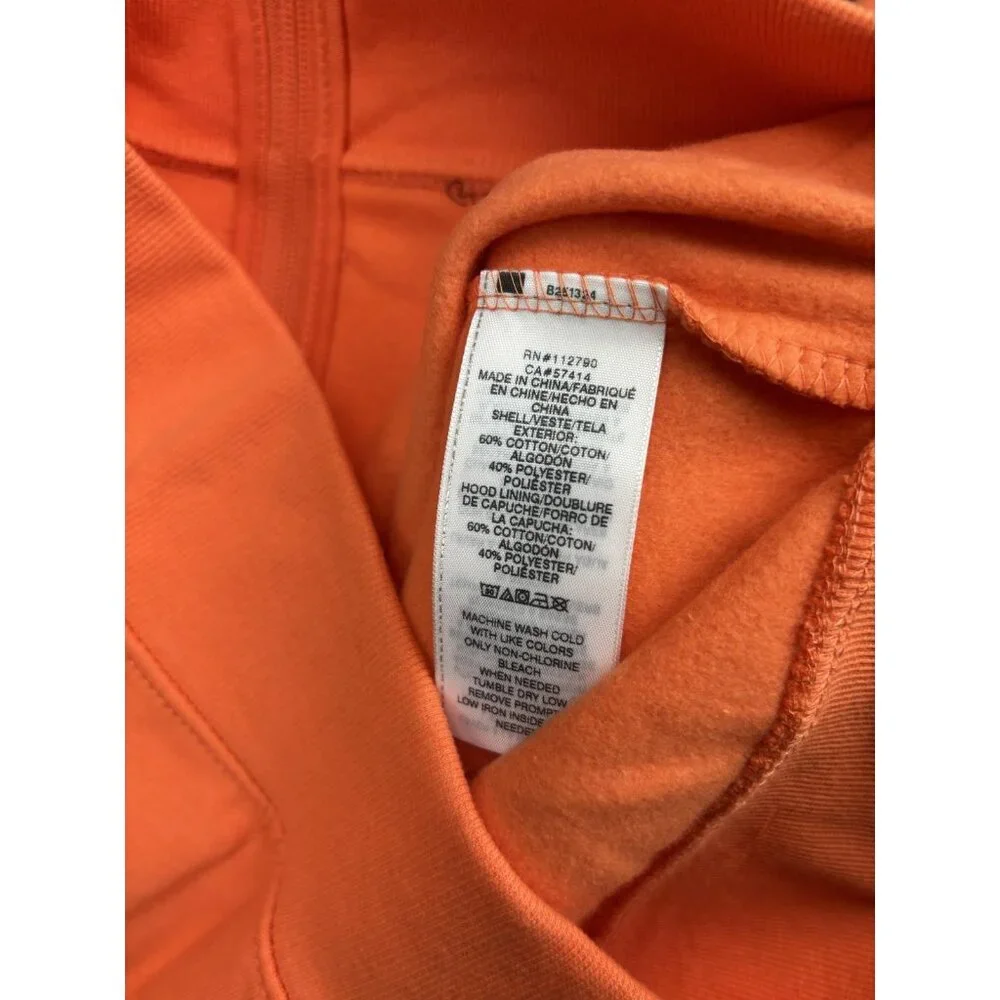 True Religion Hoodie Mens Small Orange Full Zip Fleece Sweatshirt Buddha Graphic