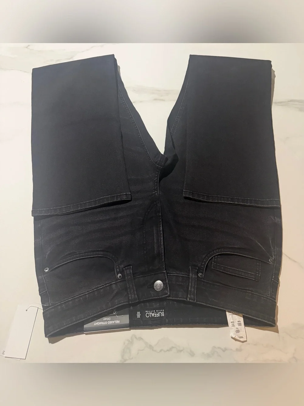 Buffalo David Bitton Men's Slim Straight Jeans in Black Sanded - Size 32X32