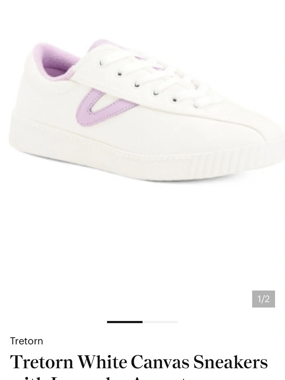 Tretorn Cream Canvas Low-Top Sneakers with Lavender Accents