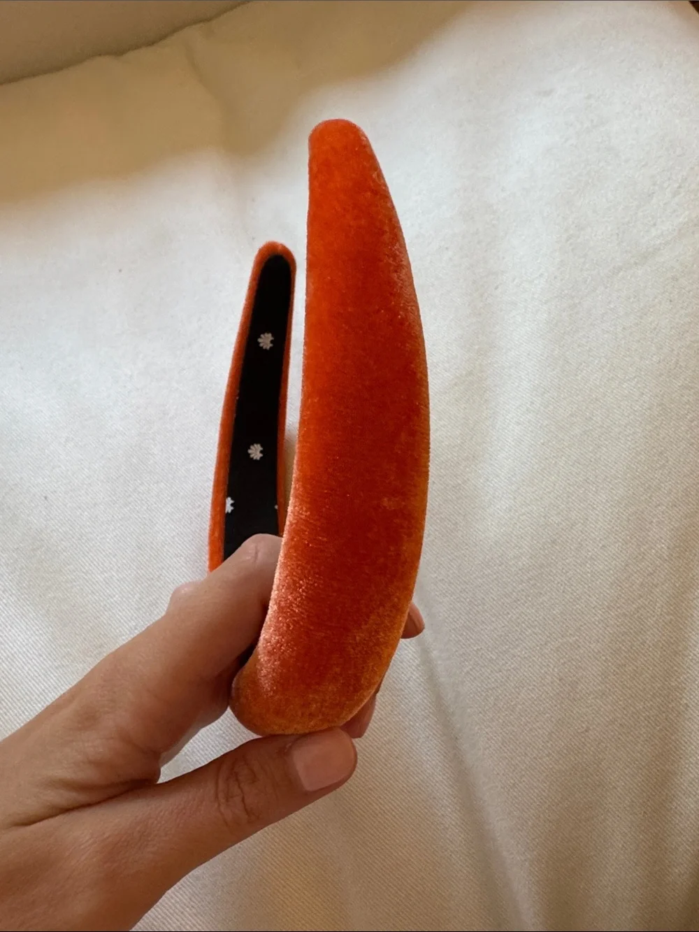 RARE Lele Sadoughi Orange Velvet Padded Headband