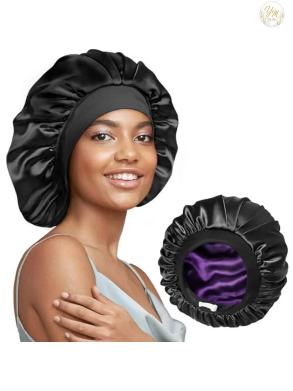 22 Momme Silk Lined Bonnet for Sleeping, Double Layer, Large