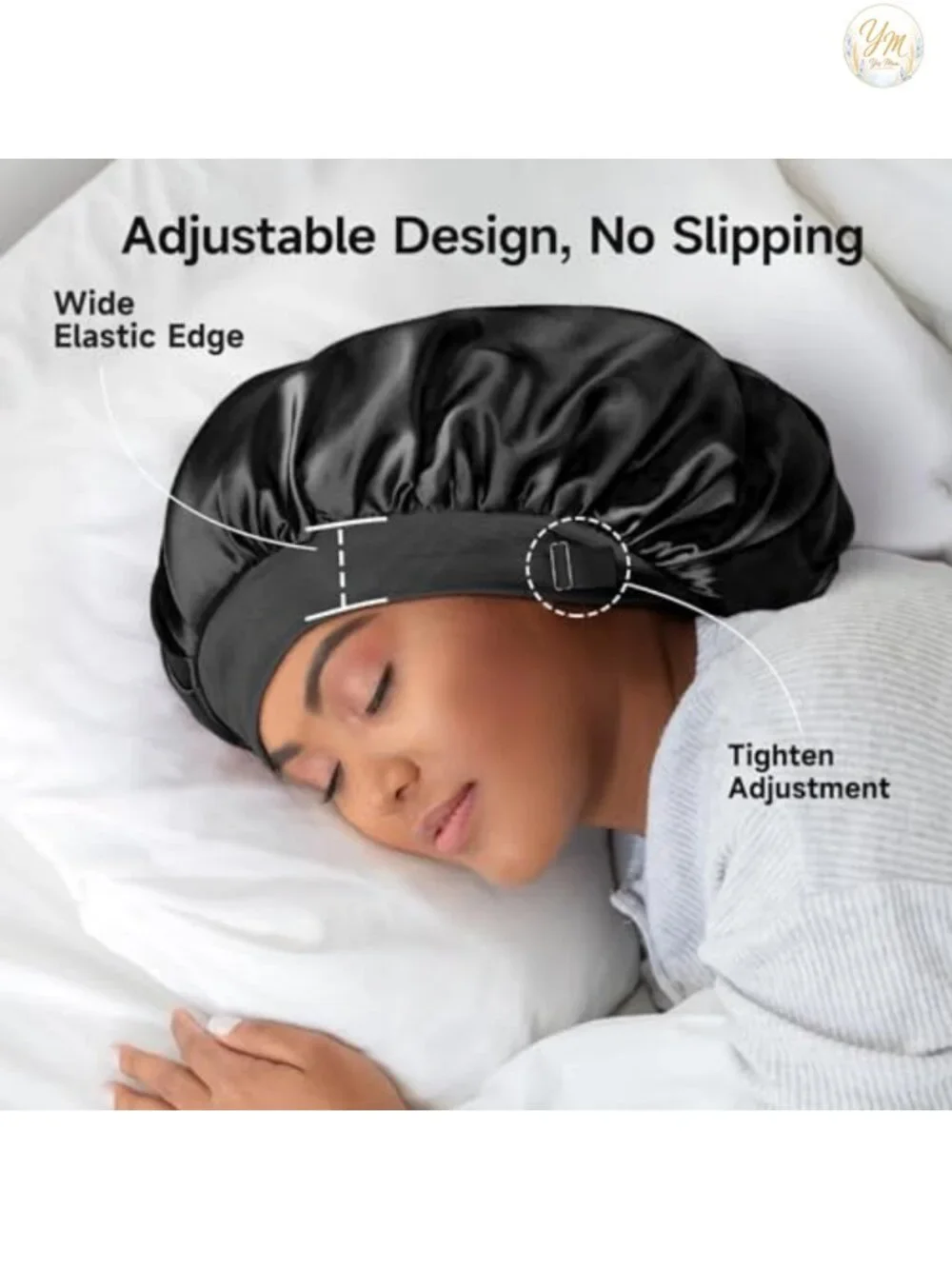 22 Momme Silk Lined Bonnet for Sleeping, Double Layer, Large