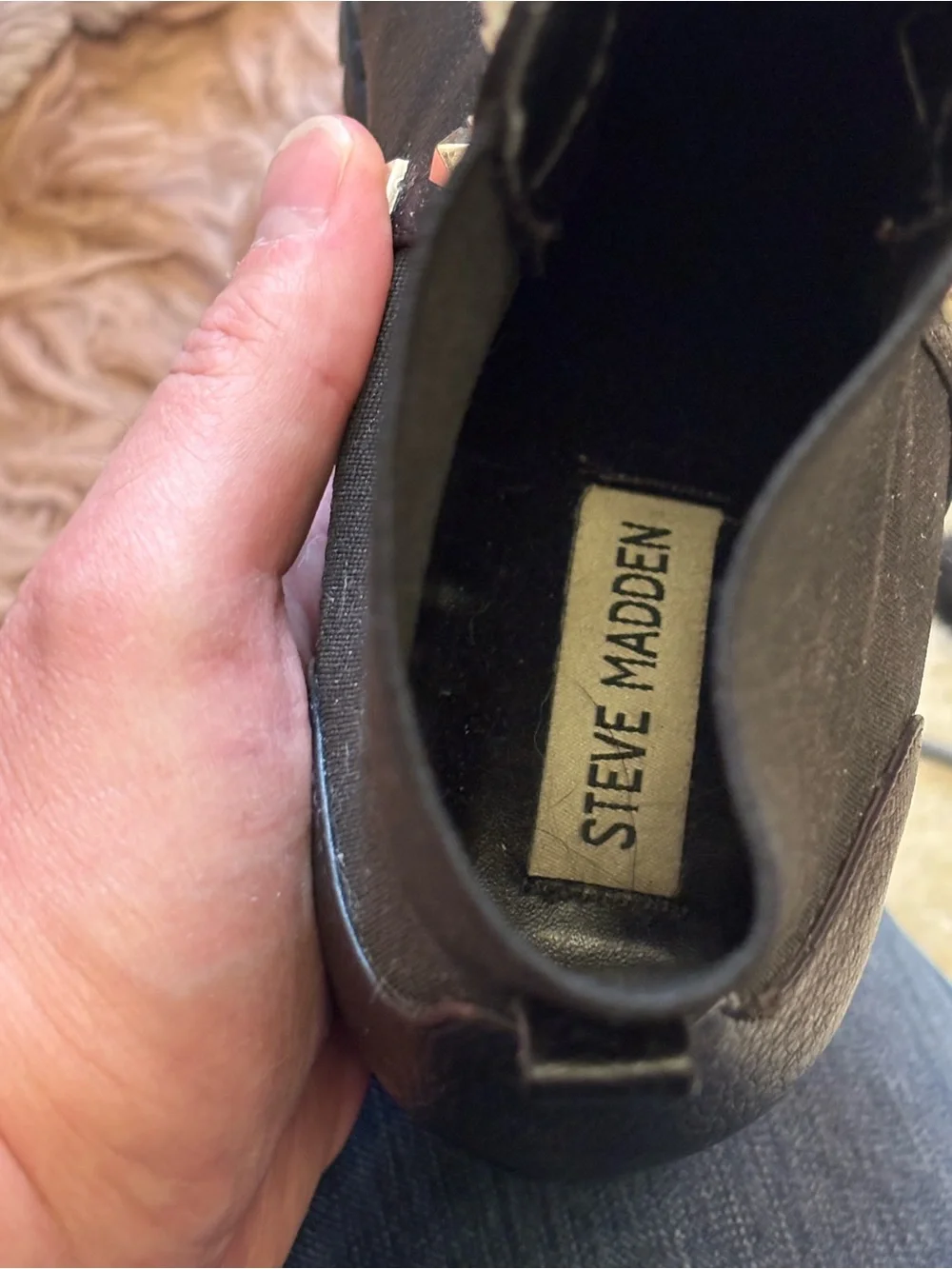 Steve Madden Black Pyramid Stud Block Heel Ankle Boots