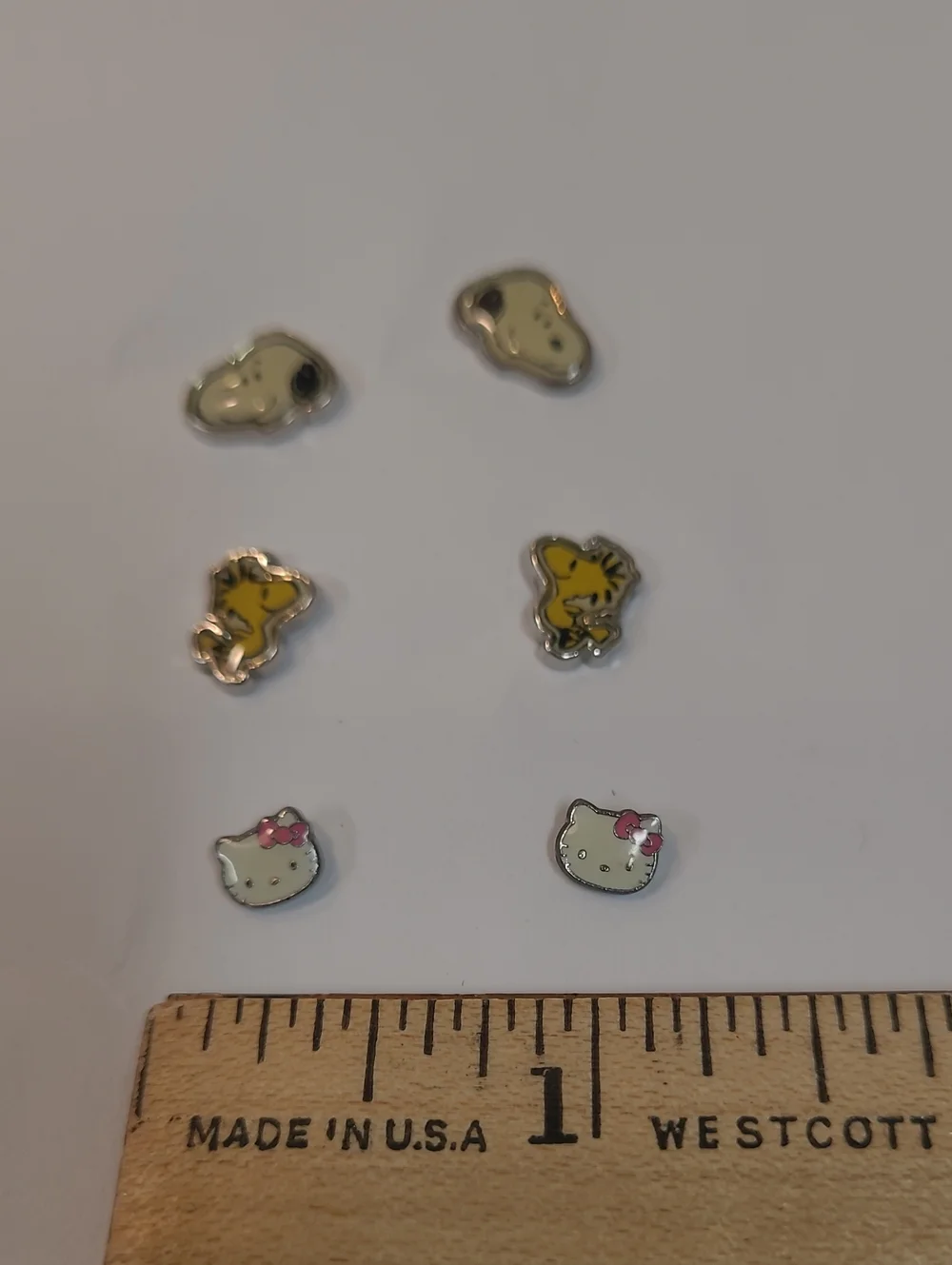 Snoopy, Woodstock, and Hello Kitty Characters - 3 Post Earring Set