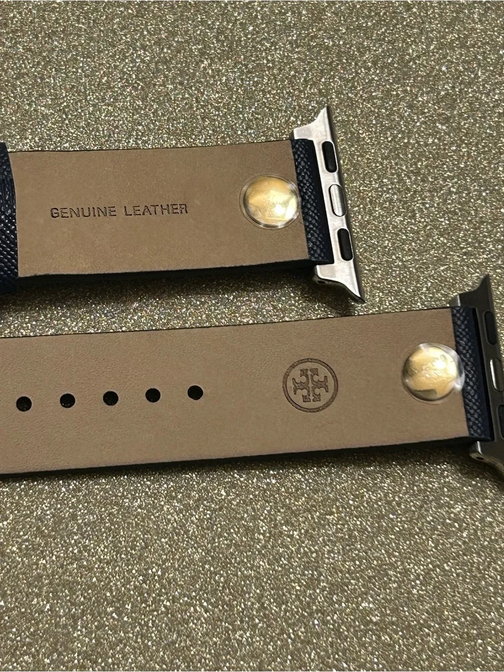 Tory Burch Safiano Leather Apple Watch Band 38-40mm NWOT Navy Color
