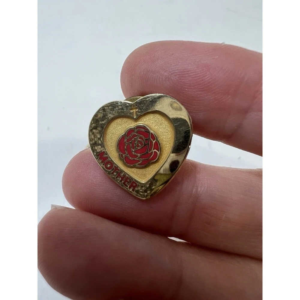 Vintage Goldtone Enamel Pin Brooch Lot Of 3 Wreath Valley Casting Mother Heart
