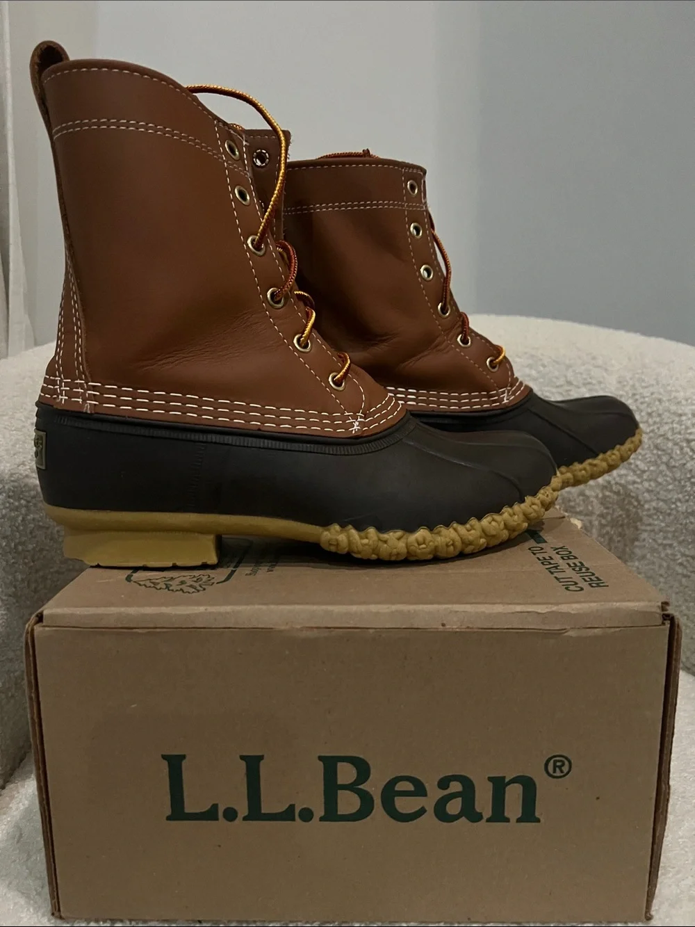 L.L. Bean Tan/Brown Kids Lace-Up Boots
