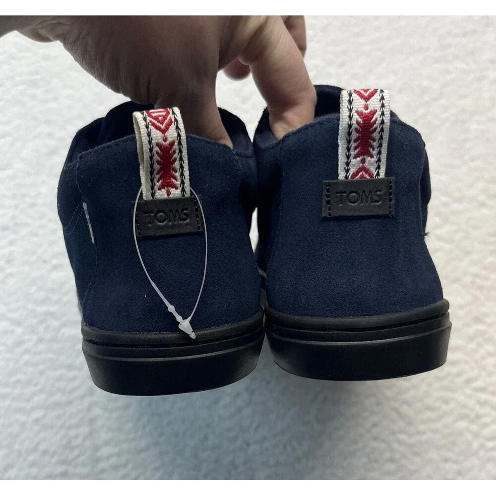 TOMS Sneakers Kids 6Y Navy Suede Lenny Mid Double Strap Preppy Bloke Academia