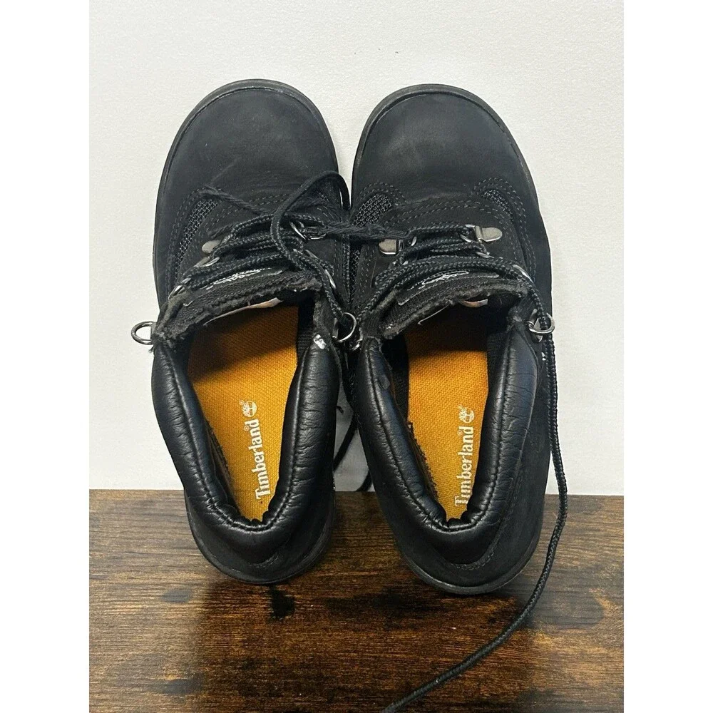 Timberland Kids Field Boots In Black Nubuck Leather Size 1.5 M Youth