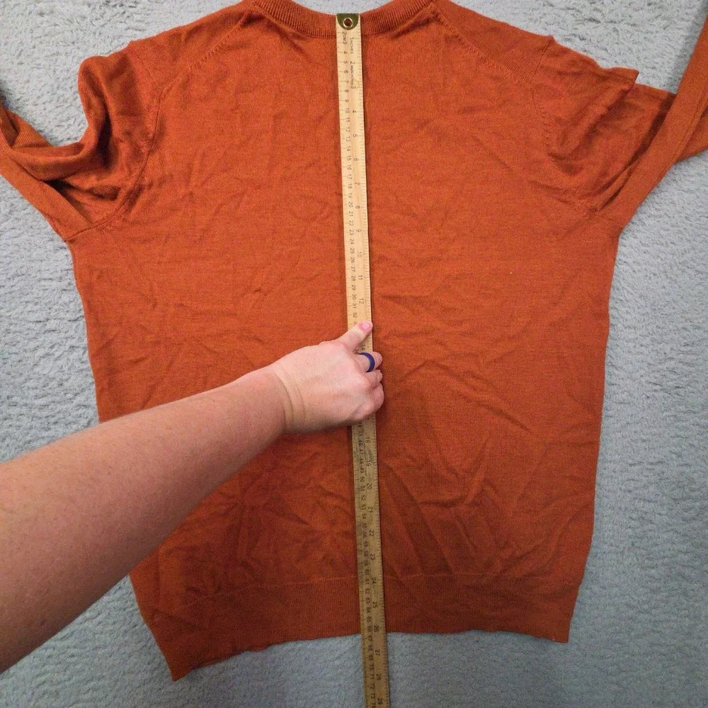 Jos. A. Bank Sweater Mens L Orange 100% Merino Wool Tailored Preppy Quiet Luxury