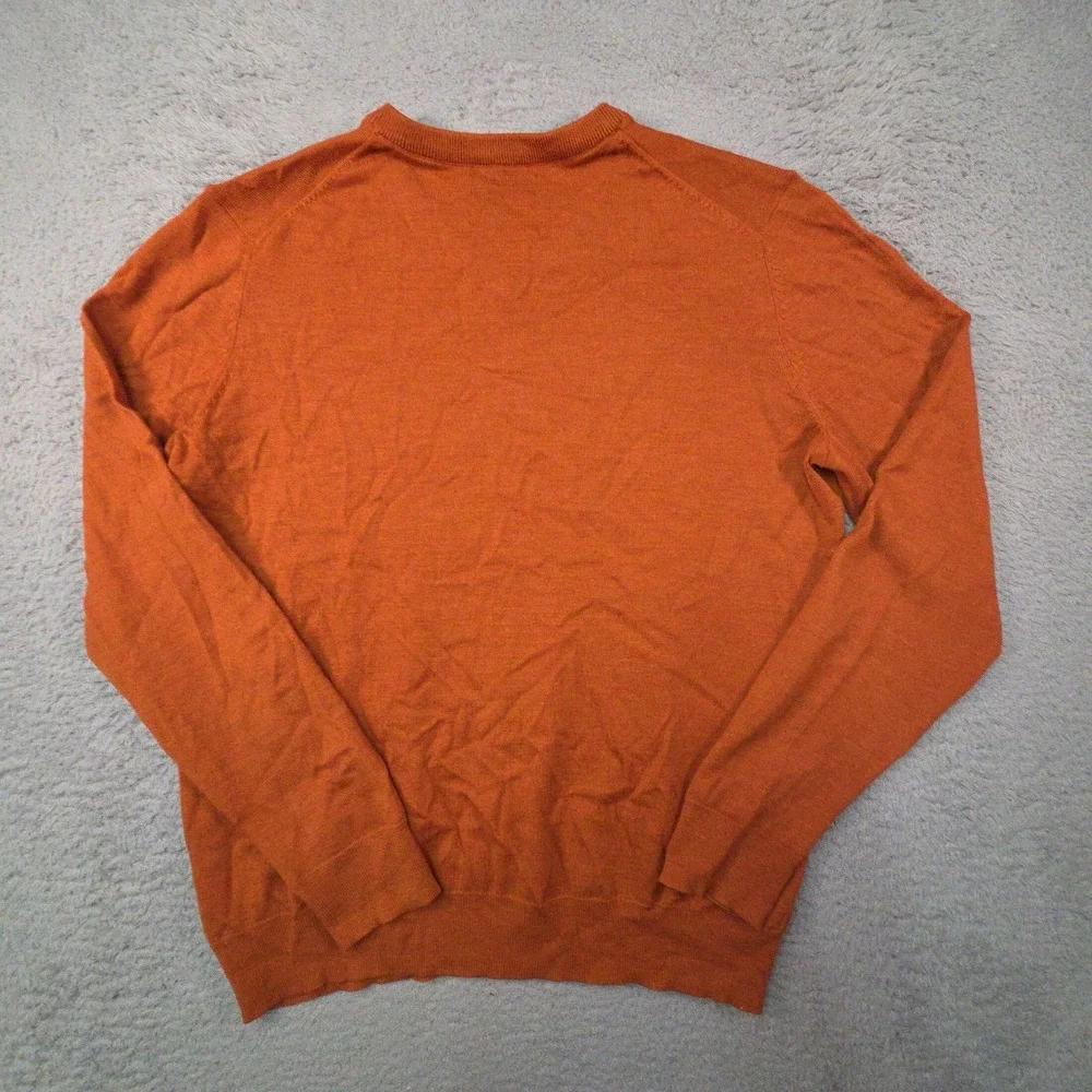 Jos. A. Bank Sweater Mens L Orange 100% Merino Wool Tailored Preppy Quiet Luxury