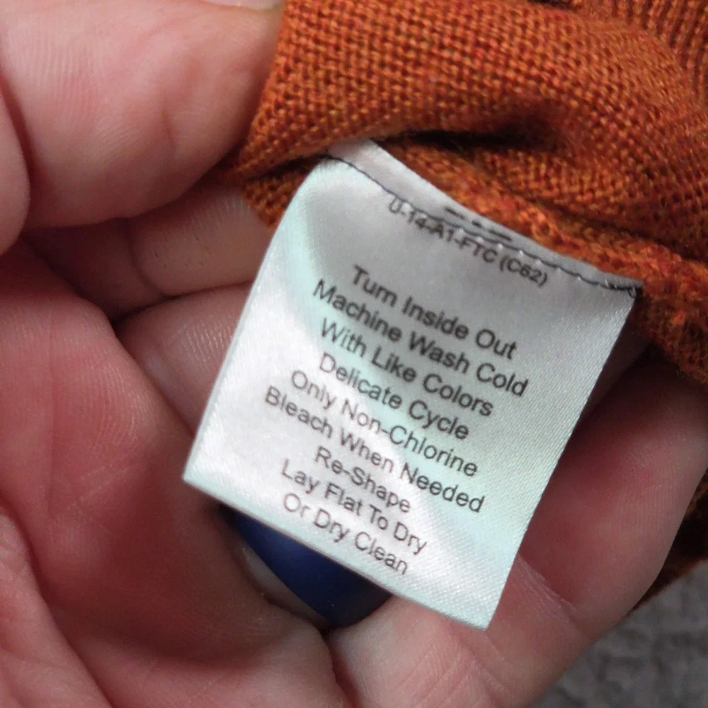 Jos. A. Bank Sweater Mens L Orange 100% Merino Wool Tailored Preppy Quiet Luxury