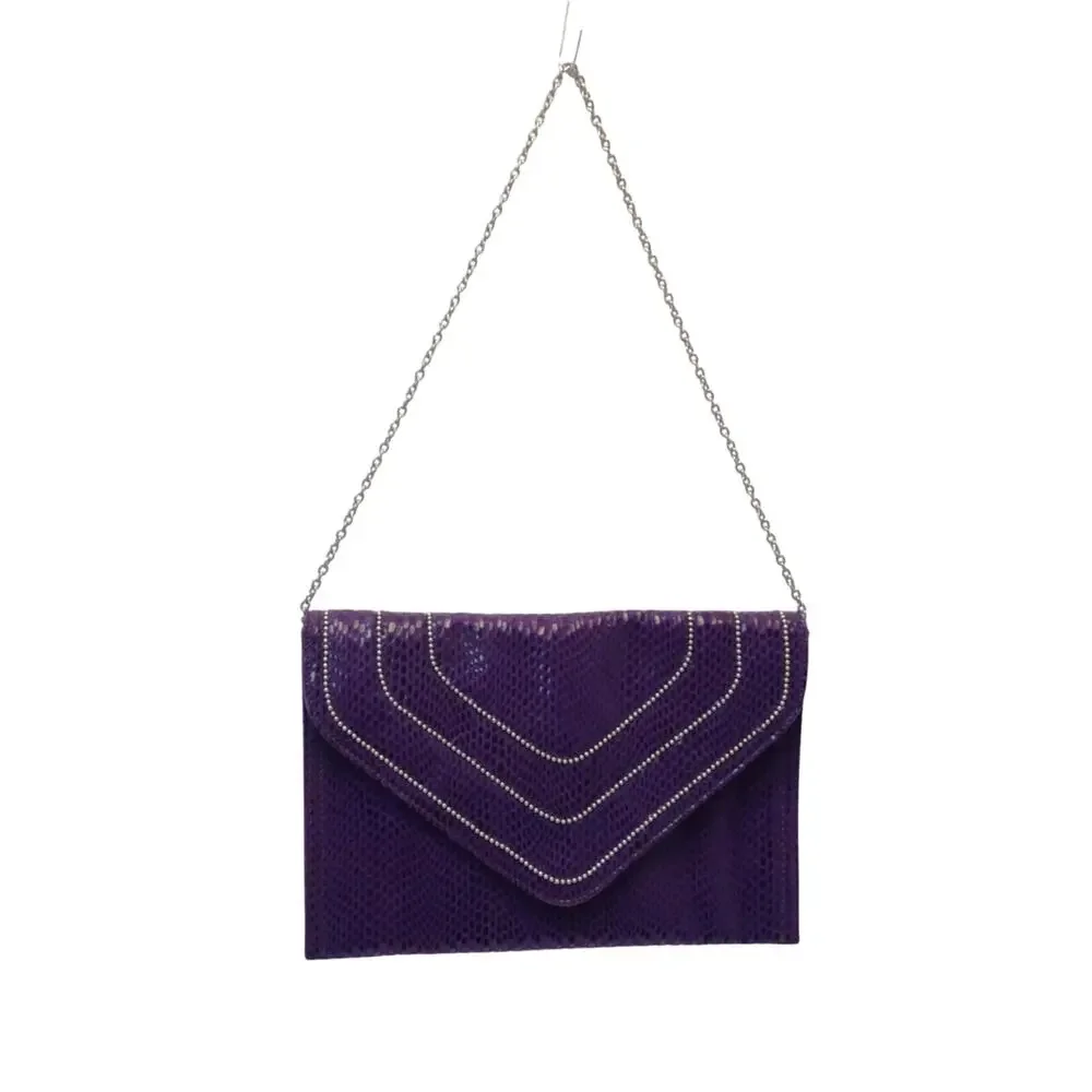 Jennifer Lopez Purple Snakeskin Clutch with Chain Strap