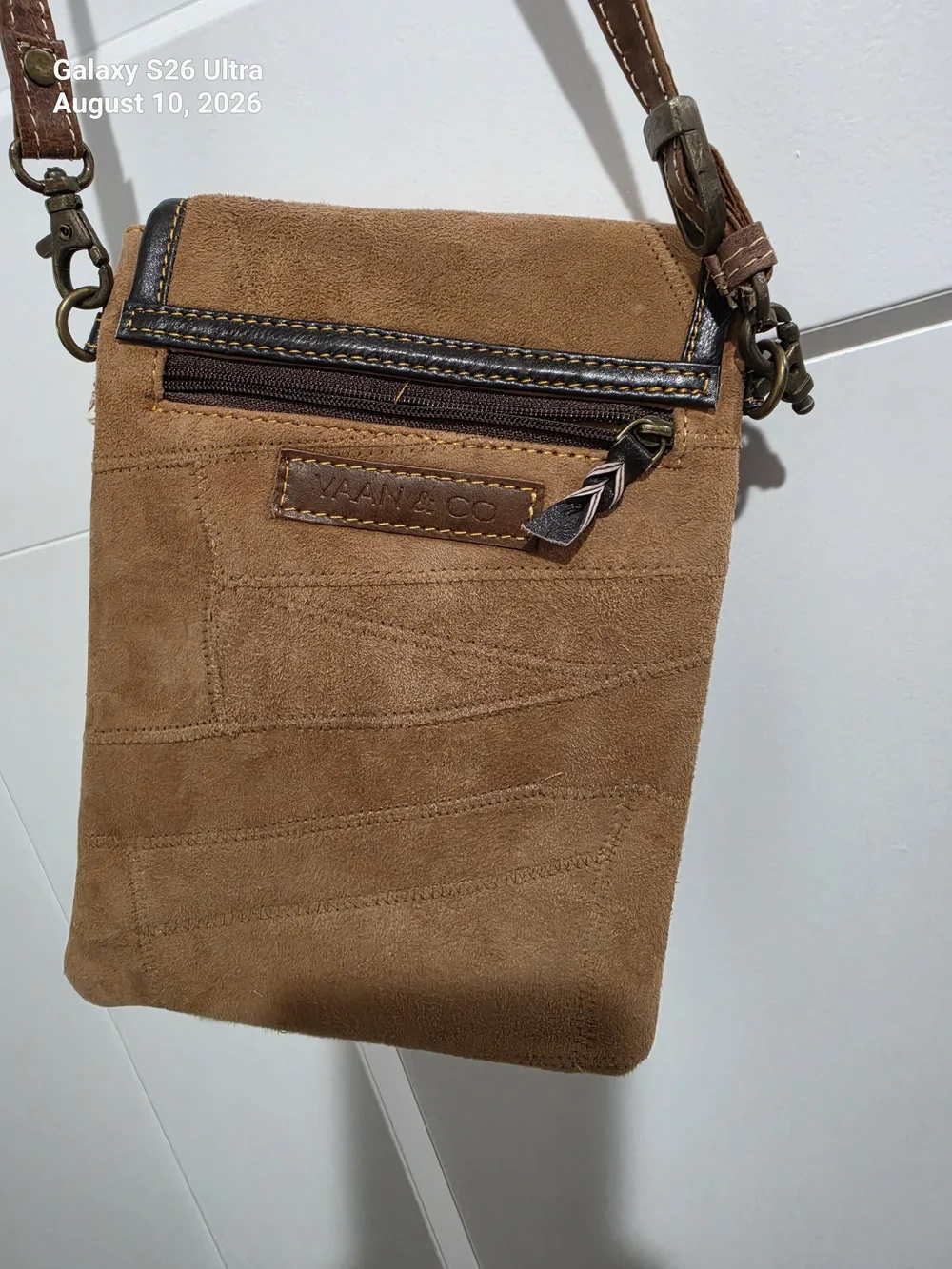 Brown and Olive Crossbody Shoulder Bag - Unbranded